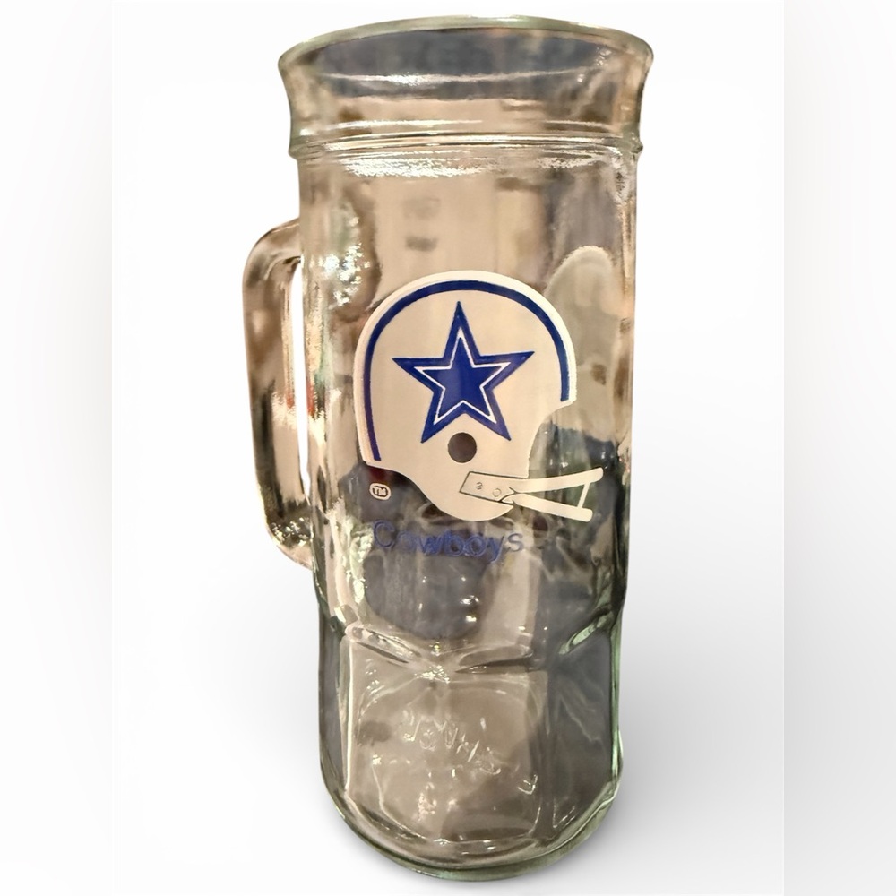 Cowboys Vintage 20oz Glass Stein Mug Collectible Featuring Iconic Dallas Cowboy
